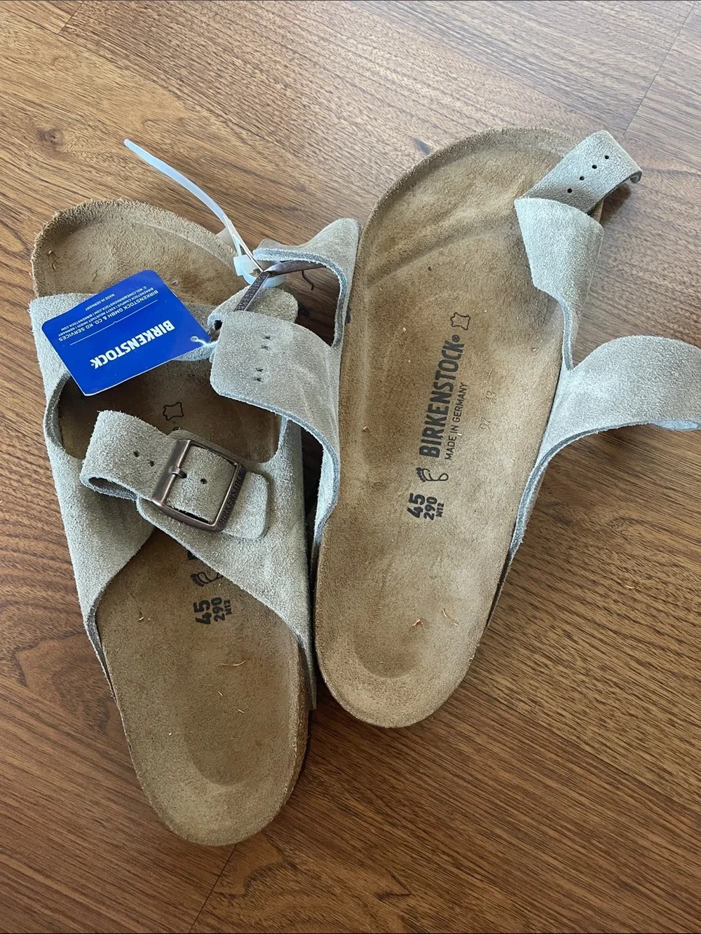 Birkenstock Men's Suede Double-Strap Sandals in Light Taupe